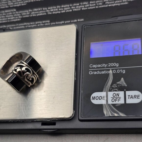 Sterling Silver 925 Black Onyx Statement Ring Size 8 Filigree Accent 8.68g - Picture 11 of 11